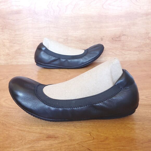 Lands End Ballet Flats Womens Size 7 B (Medium) Black  Leather Slip On Shoes - Picture 9 of 15
